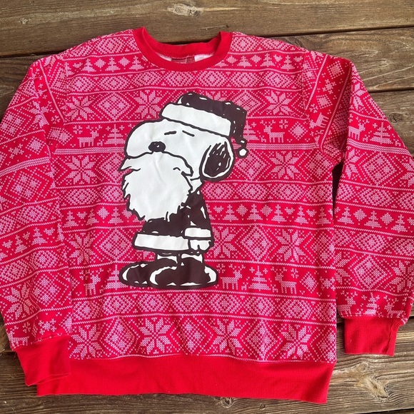 Peanuts Red and White Crewneck Sweater with Snoopy Design size XL - Picture 1 of 7